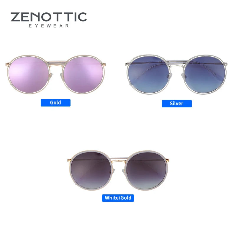 ZENOTTIC Acetate Round Sunglasses Women Coating