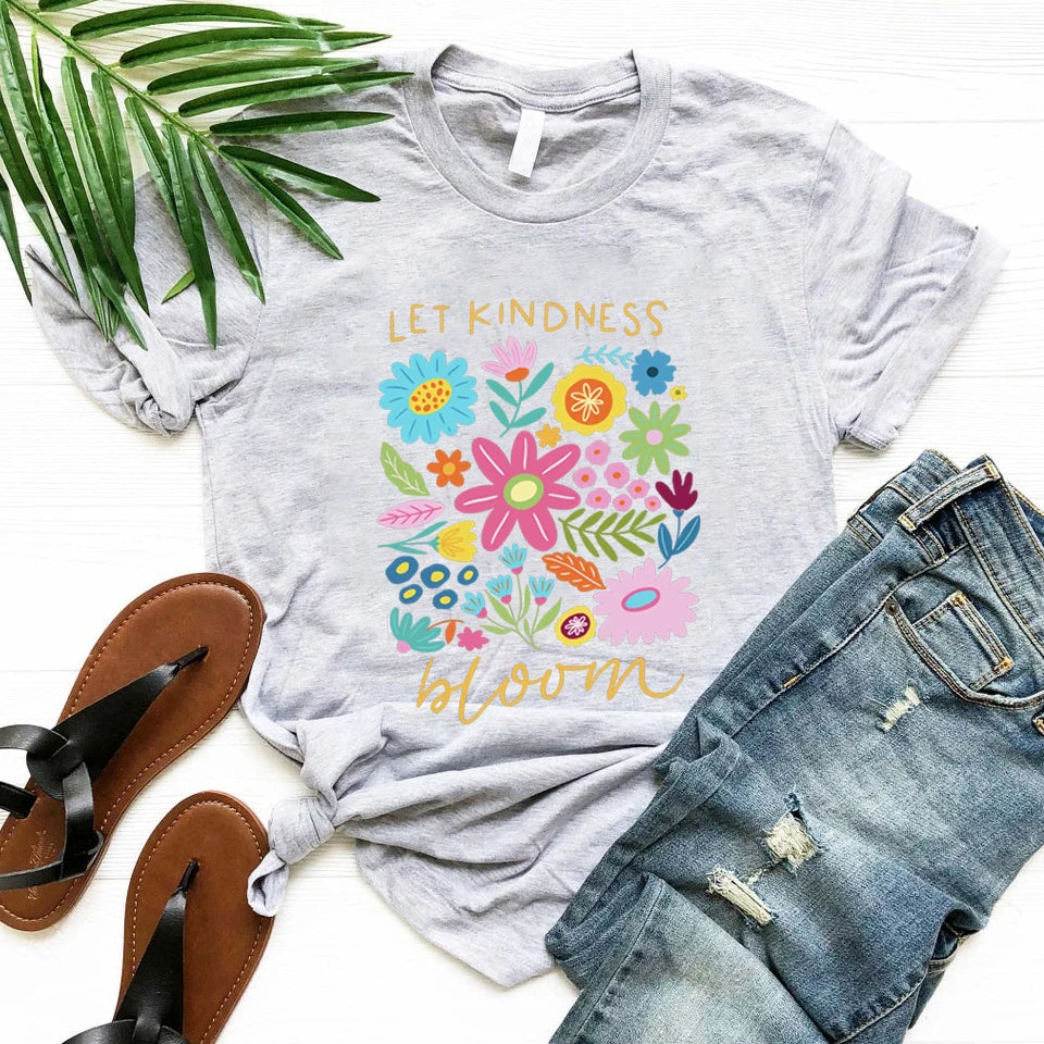 Let Kindness Bloom T-Shirt Be Cool Be Kind Retro Flower