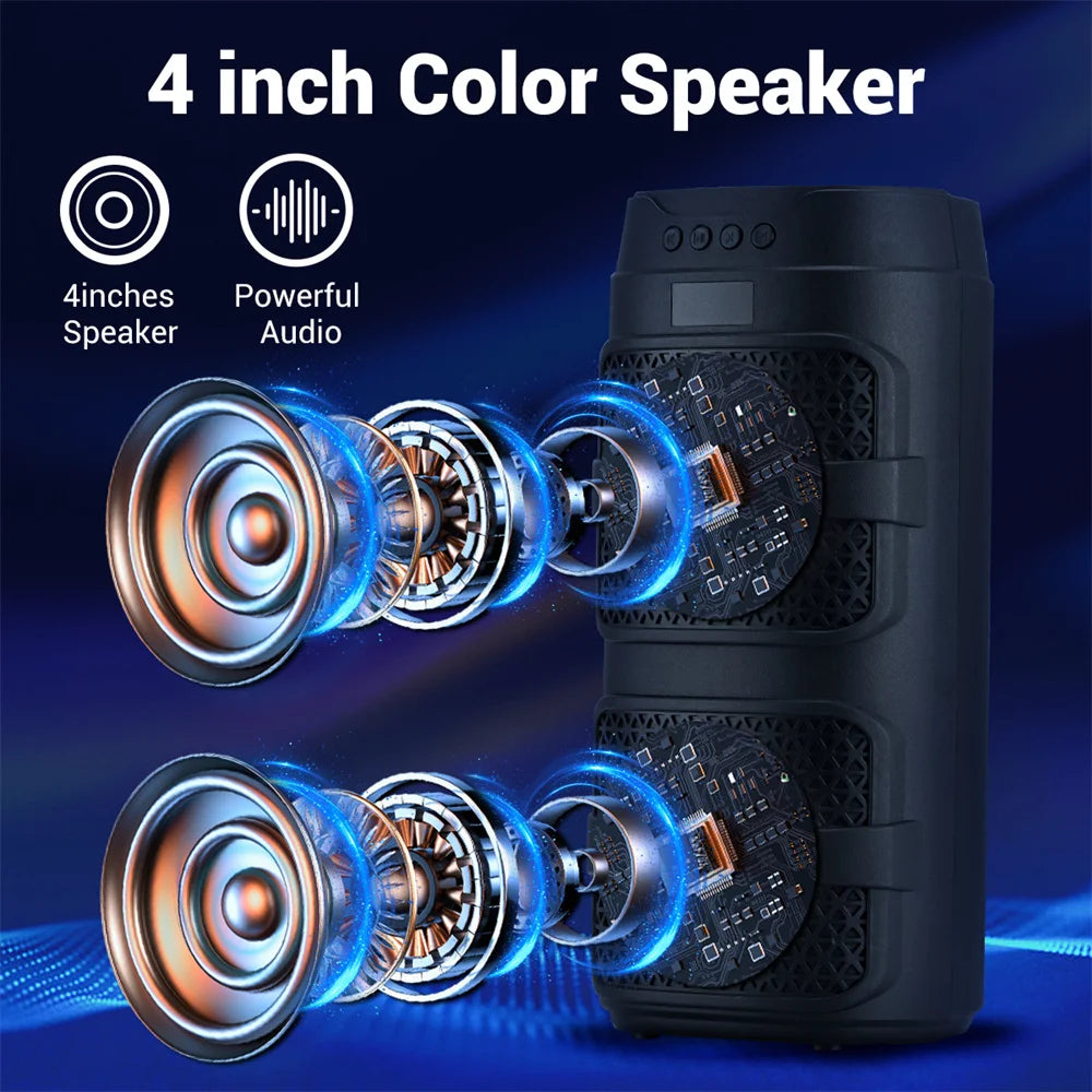 3000W Bluetooth Speaker Dual 4 inch Speaker Stereo Outdoor