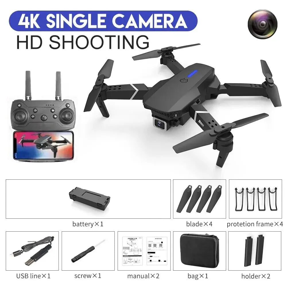 Height Hold Gift Toy E88Pro RC Drone 4K 1080P Wide Angle HD