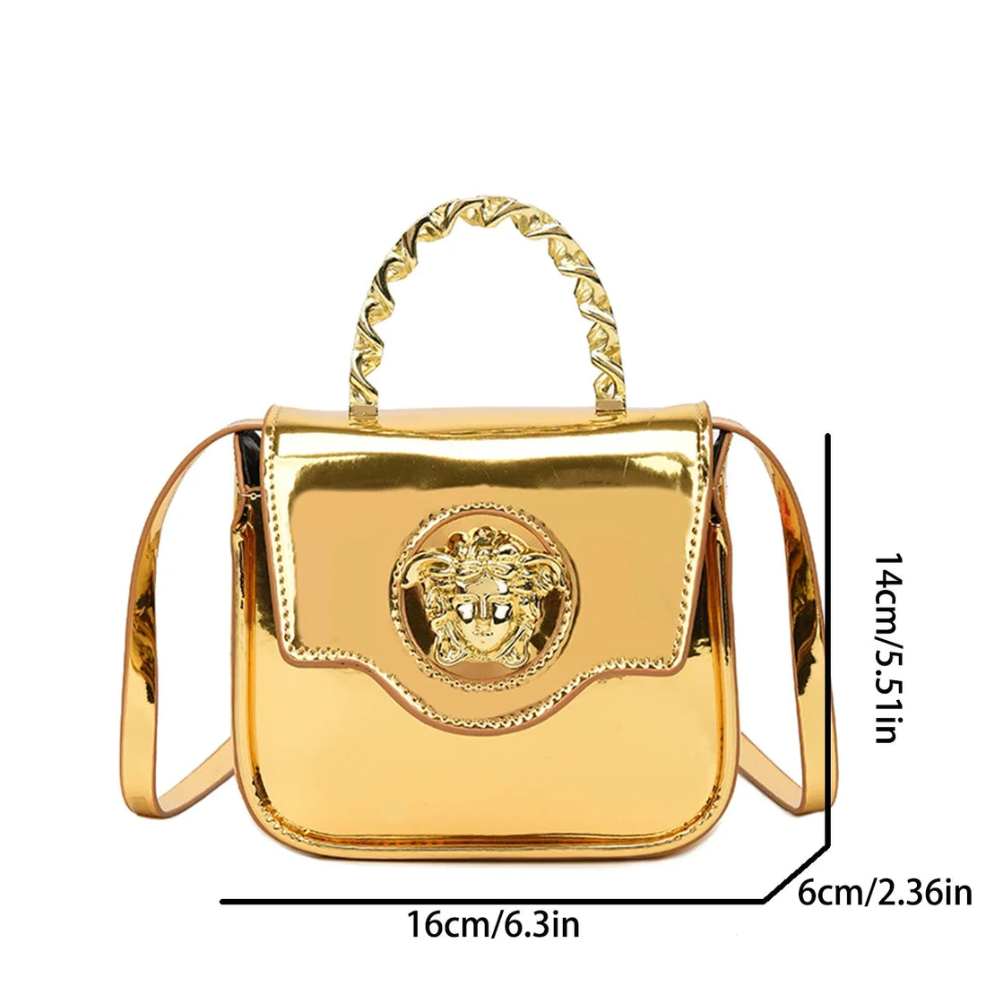 Mini Croc-Texture Crossbody Bag Gilded Medusa Logo