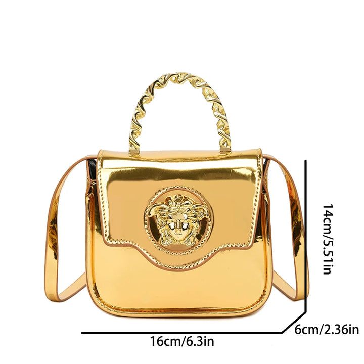 Mini Croc-Texture Crossbody Bag Gilded Medusa Logo