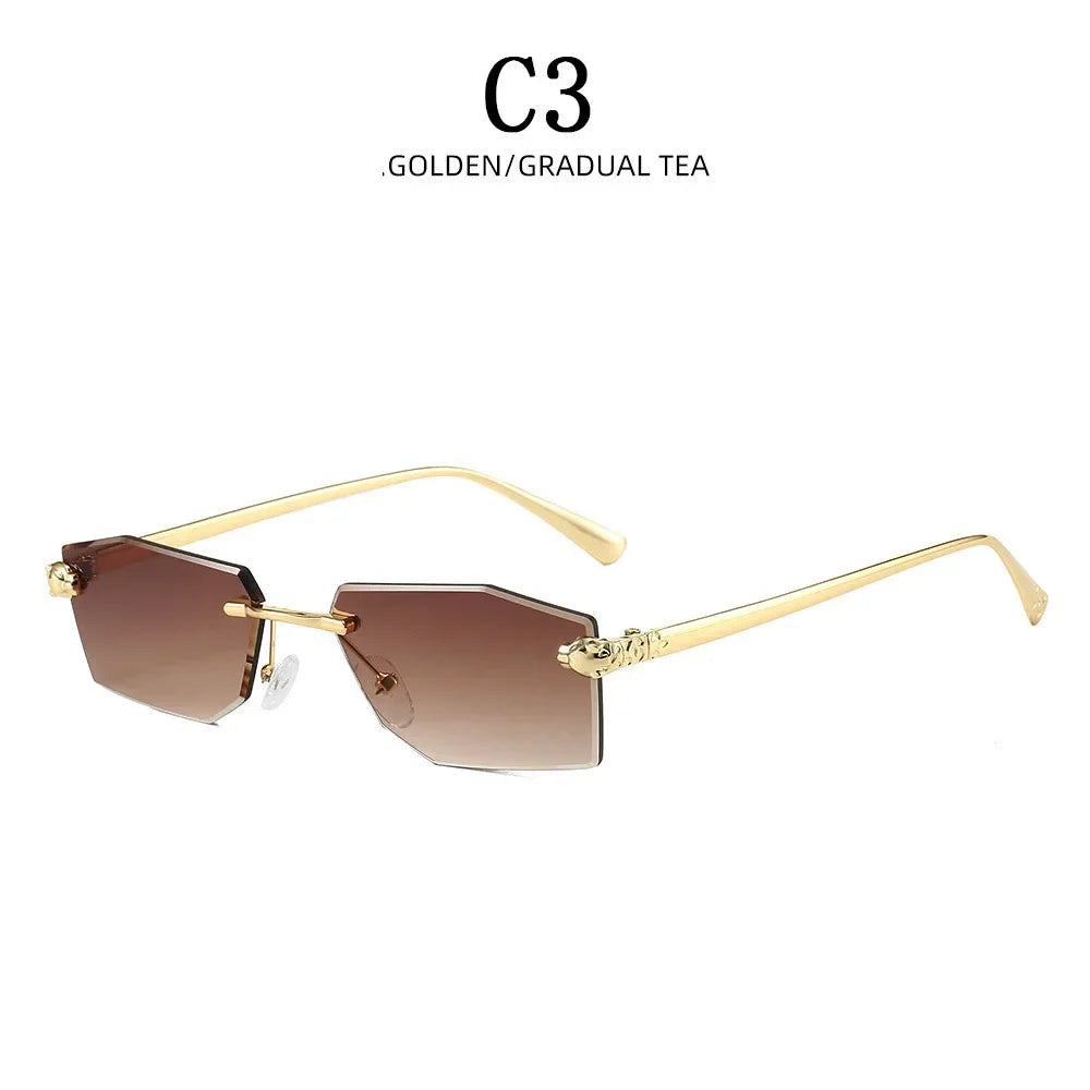 Rimless Sunglasses Women Designer Luxe Femme Sunglasses