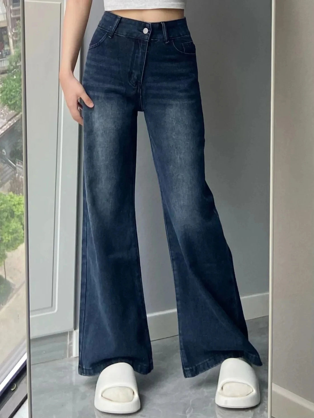 High Waist Flare Jeans Casual Trousers Women Autumn