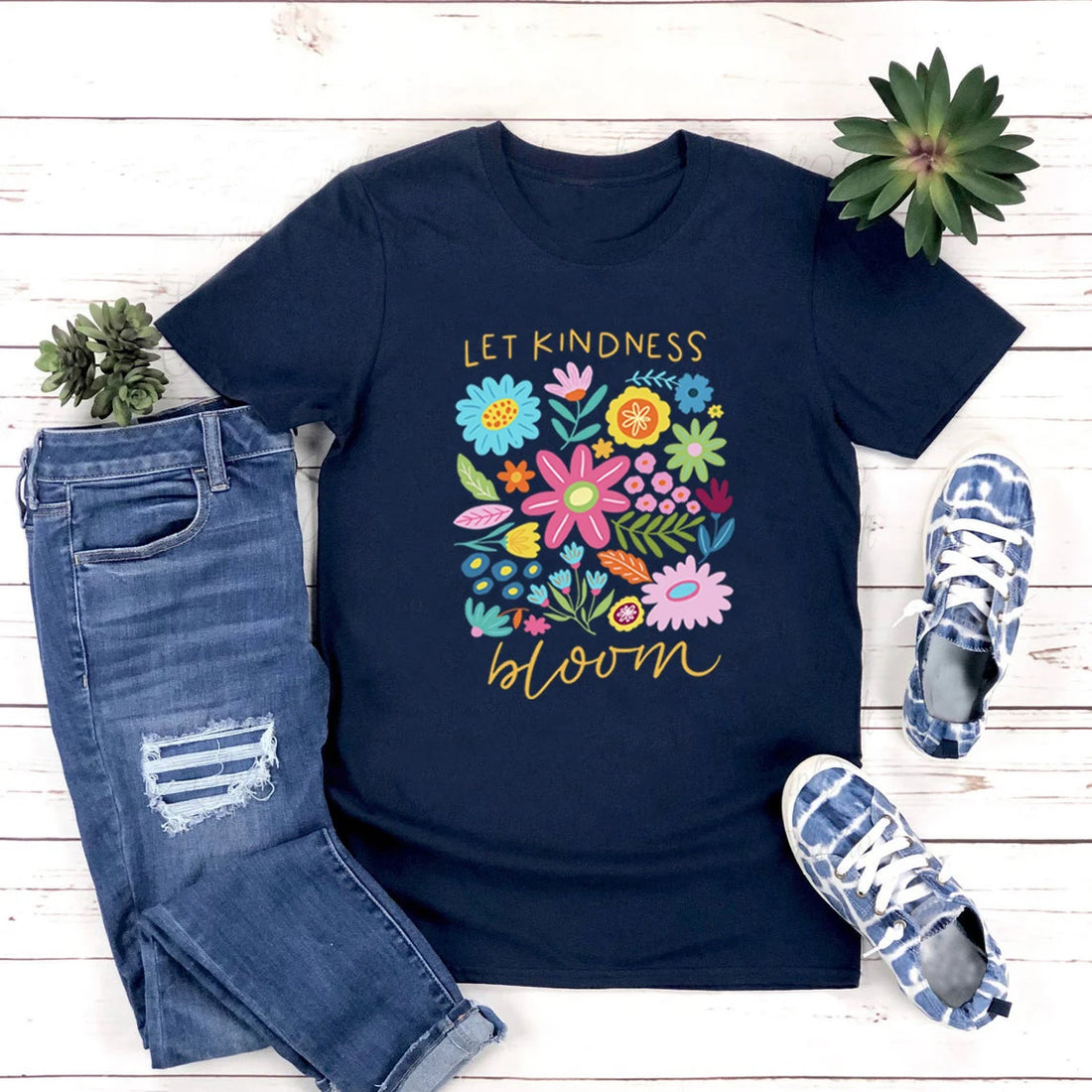 Let Kindness Bloom T-Shirt Be Cool Be Kind Retro Flower