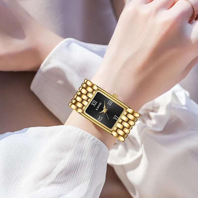 LIGE Fashion Luxury Quartz Woman Watch Stainless Steel