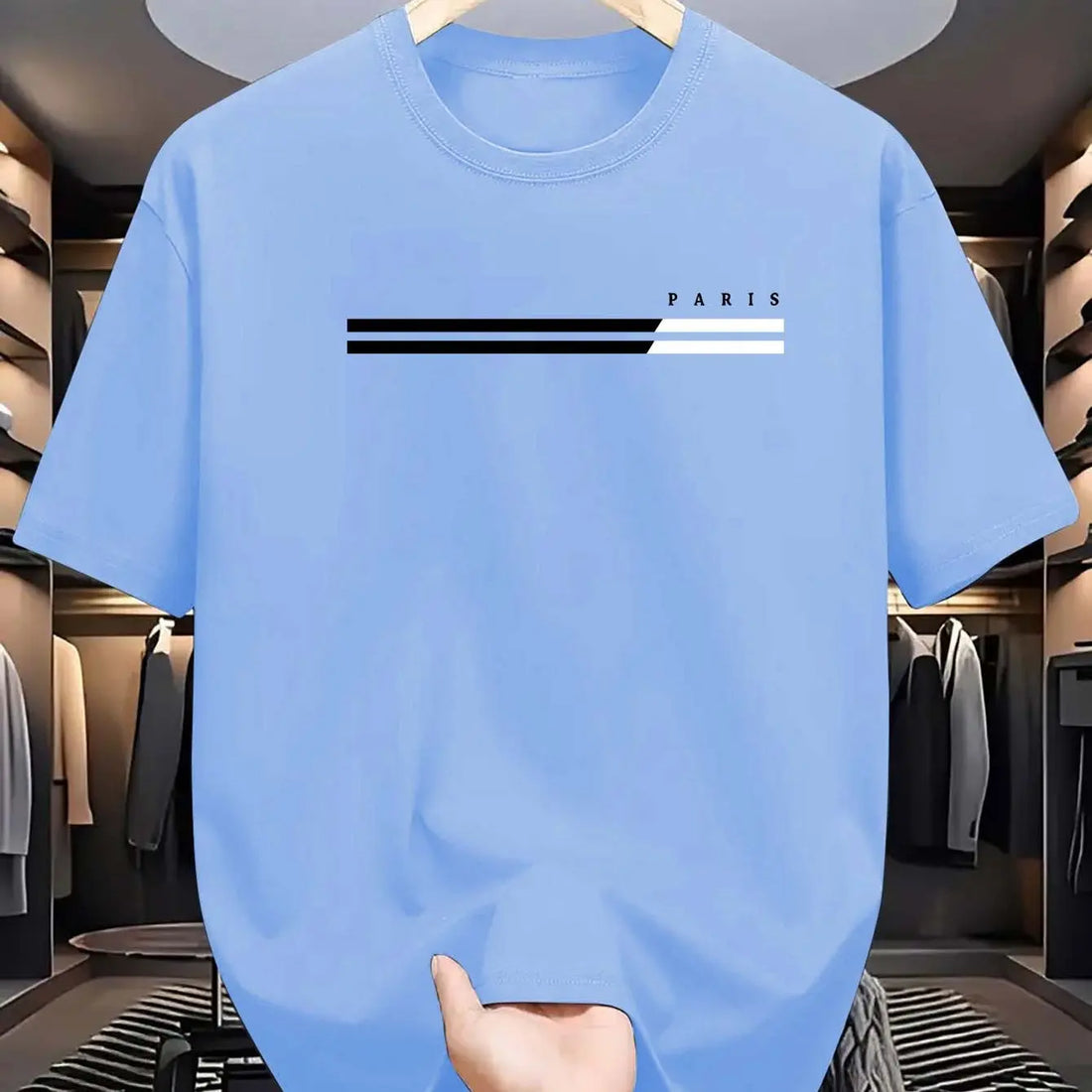 Men's 100% cotton summer loose size PARIS letter Graphic