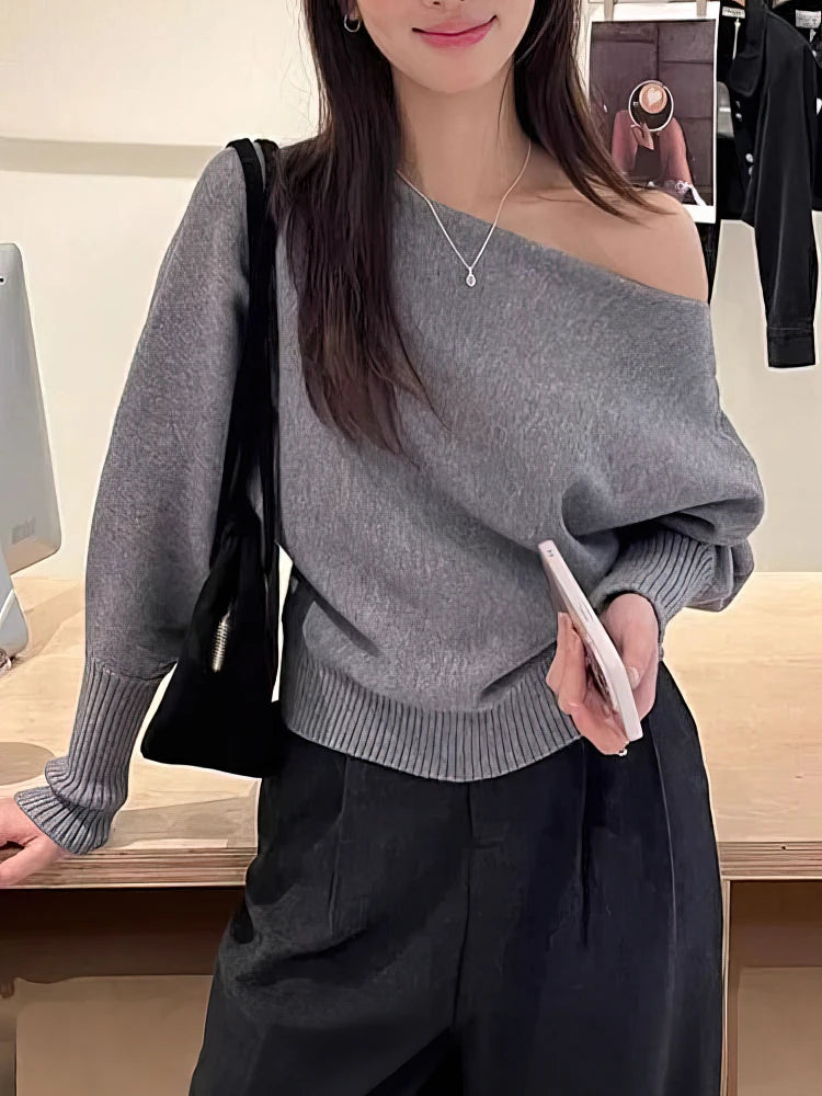 Batwing Long sleeve Knitted Pullover Women 300g Thick