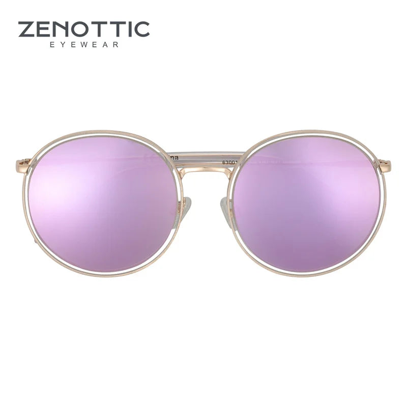 ZENOTTIC Acetate Round Sunglasses Women Coating