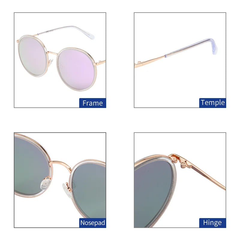 ZENOTTIC Acetate Round Sunglasses Women Coating