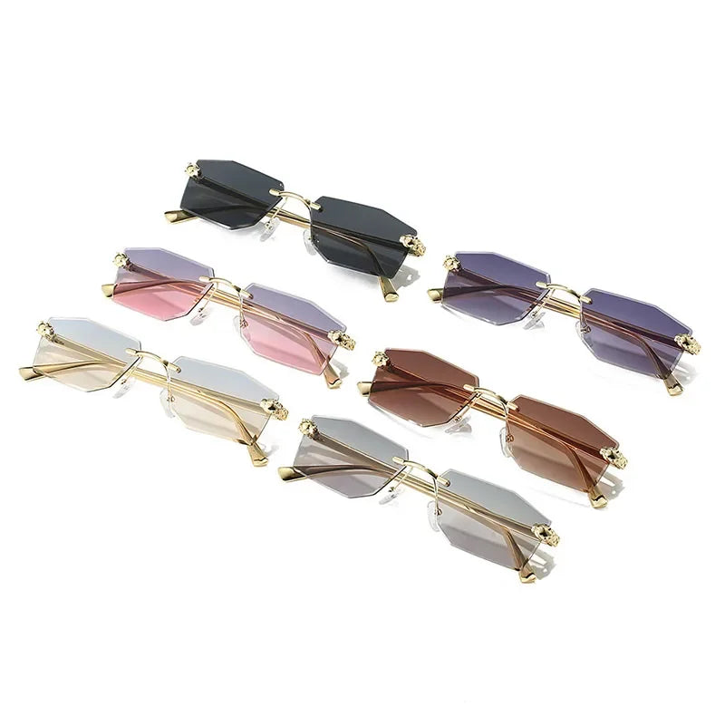 Rimless Sunglasses Women Designer Luxe Femme Sunglasses