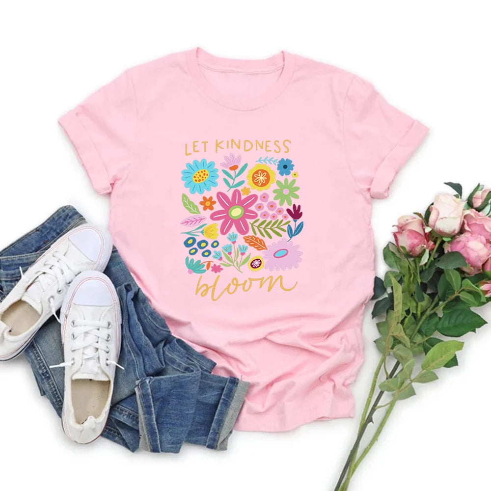 Let Kindness Bloom T-Shirt Be Cool Be Kind Retro Flower