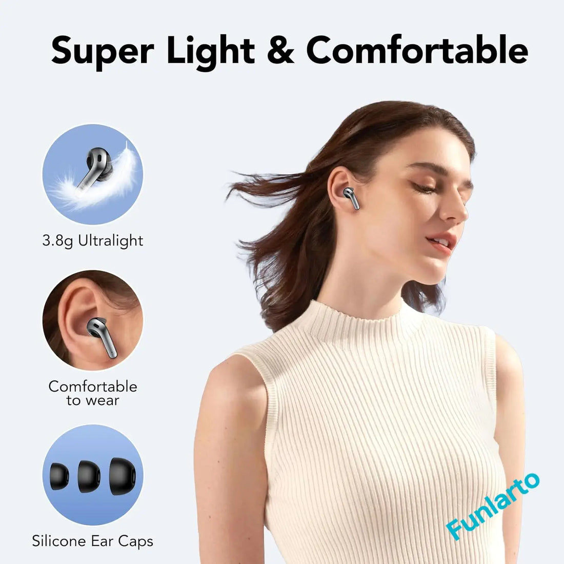 Wireless Earphones with Bluetooth 5.3, Quad-Mic Call Noise