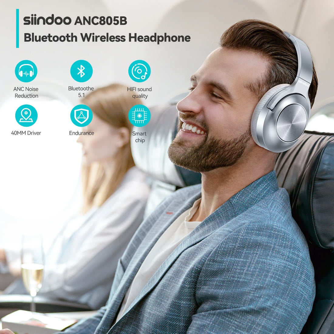Siindoo JH-ANC805B Active Noise Cancelling Wireless