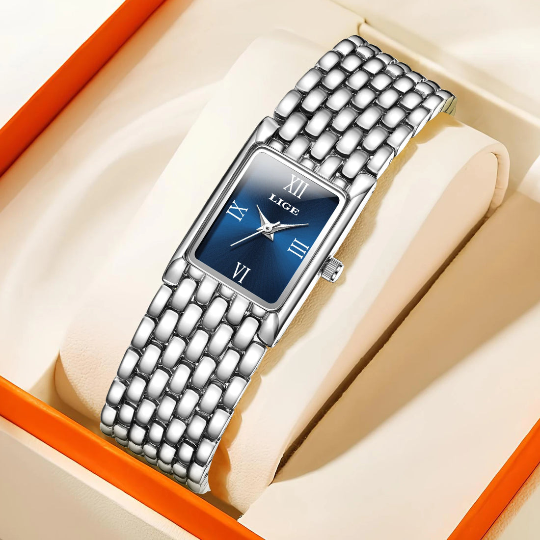 LIGE Fashion Luxury Quartz Woman Watch Stainless Steel