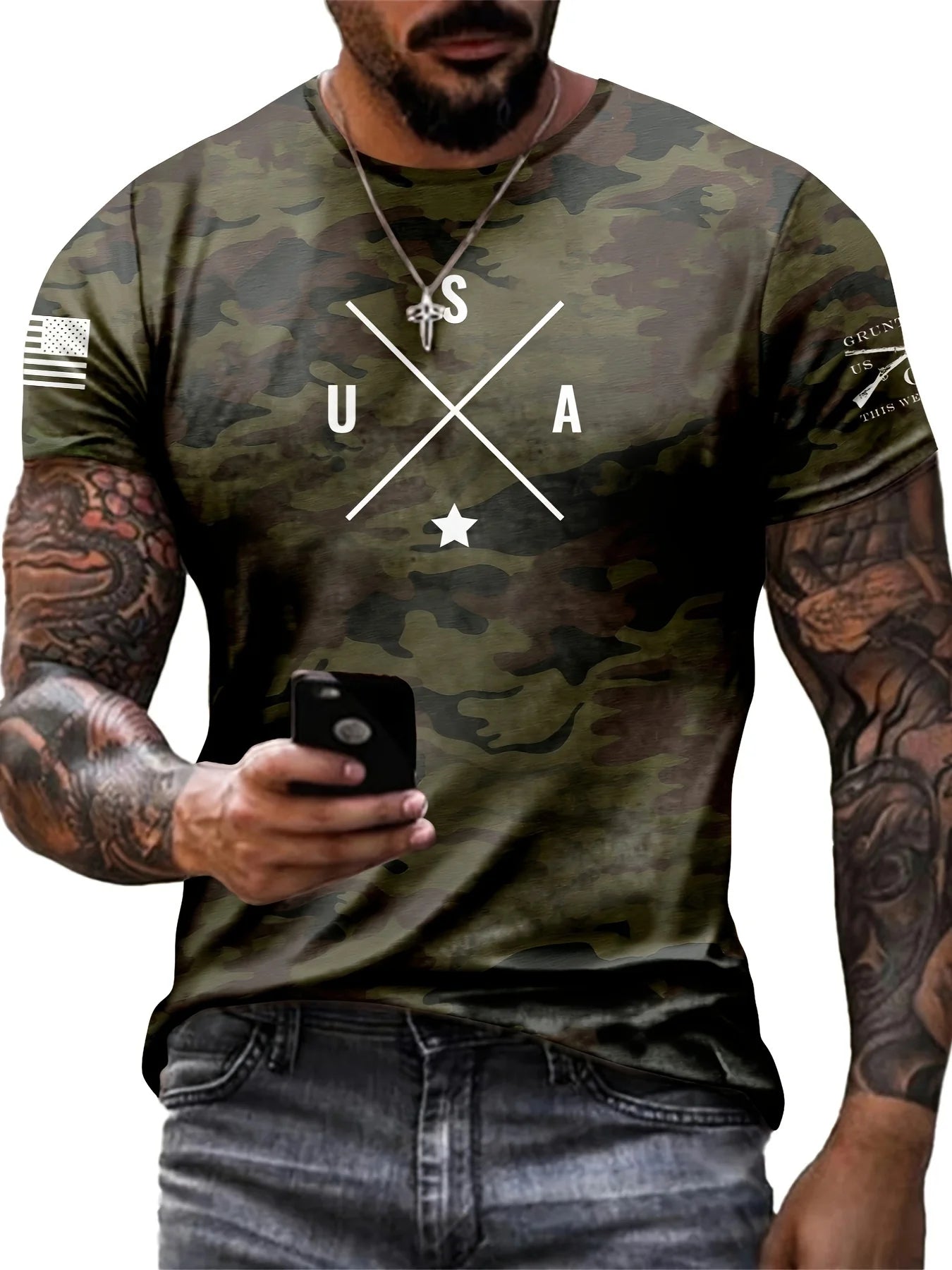 Fashion New Style Men's Camouflage 3D Print Trendy Short