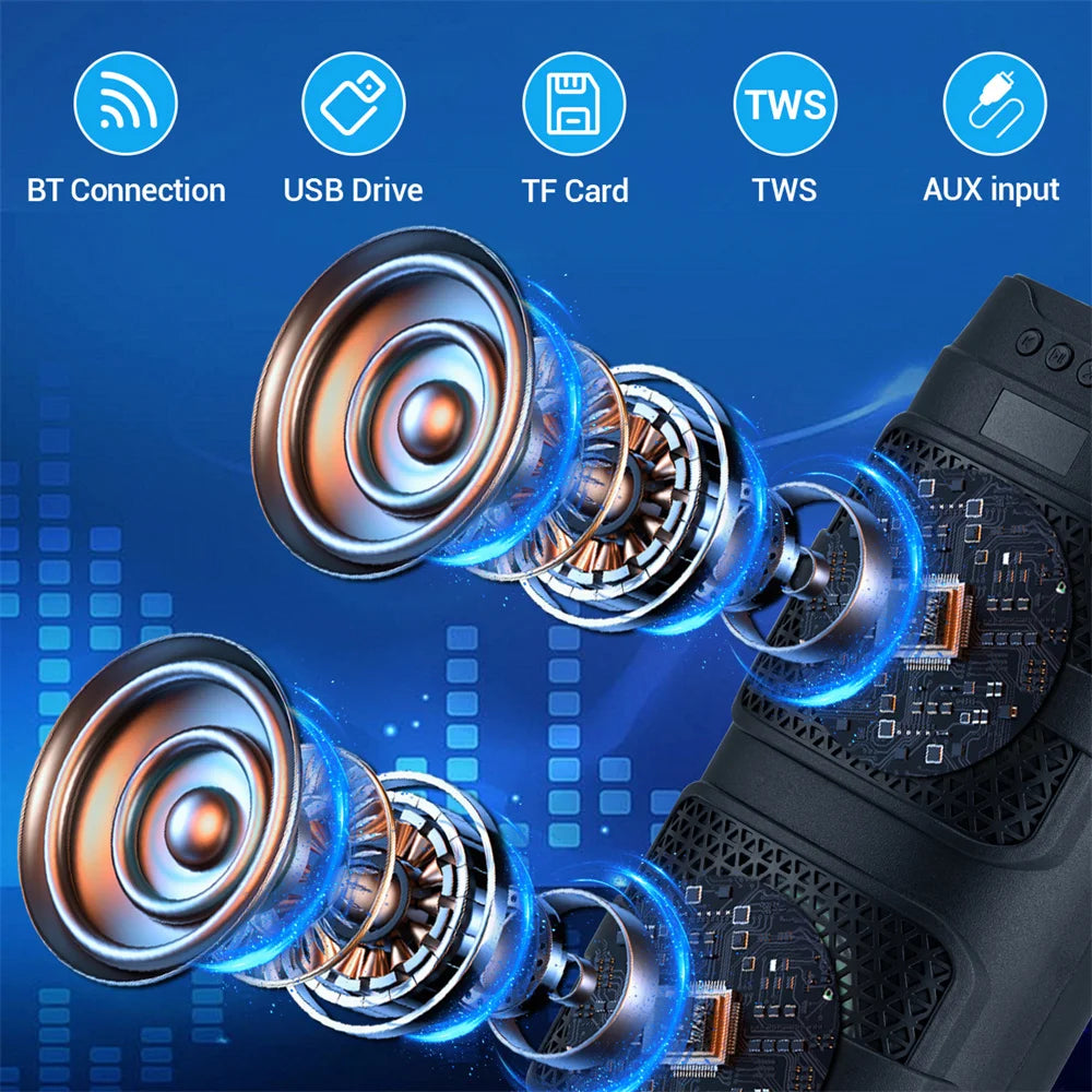 3000W Bluetooth Speaker Dual 4 inch Speaker Stereo Outdoor