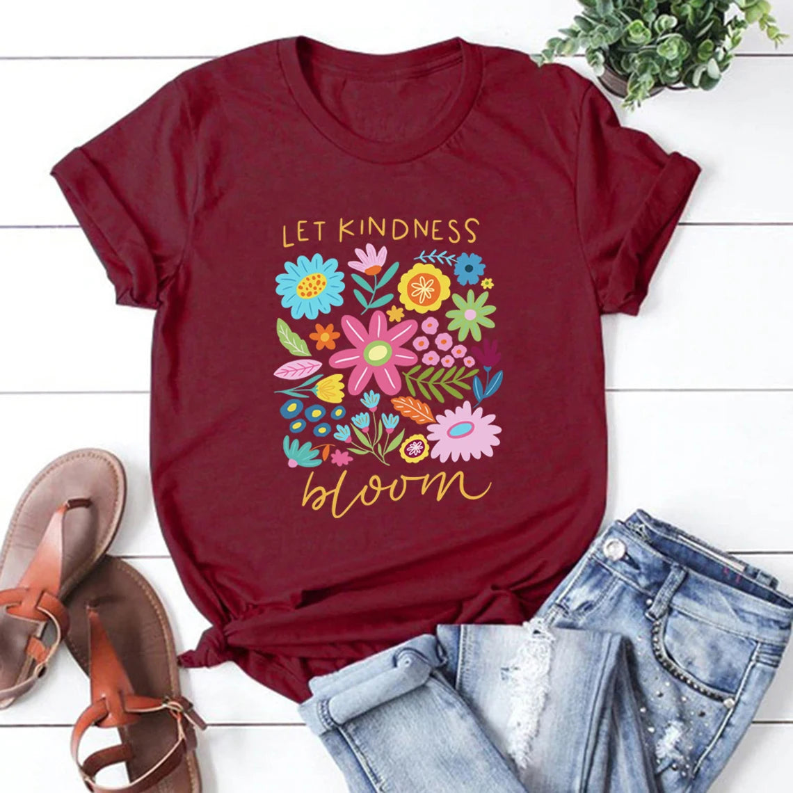 Let Kindness Bloom T-Shirt Be Cool Be Kind Retro Flower