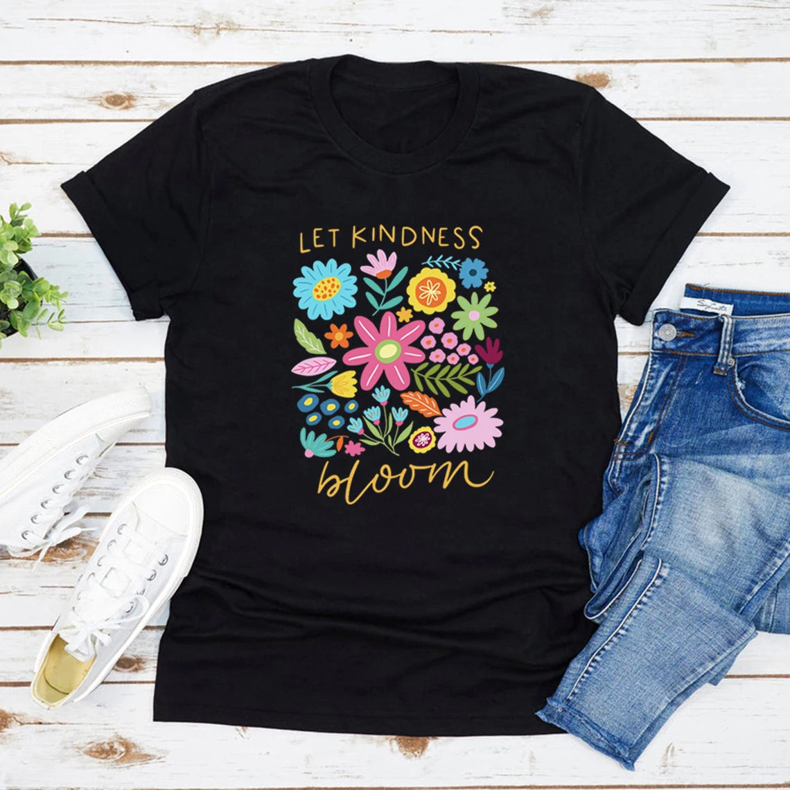 Let Kindness Bloom T-Shirt Be Cool Be Kind Retro Flower