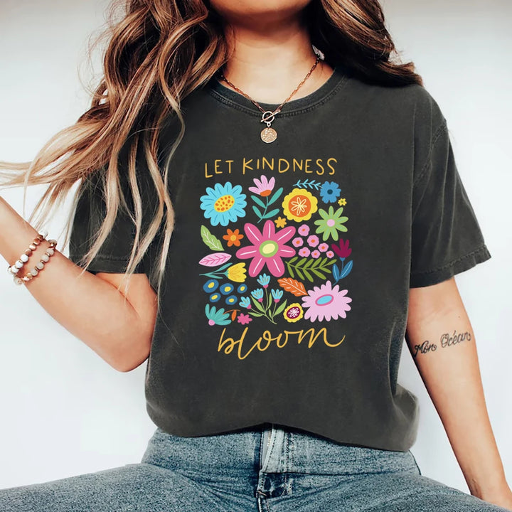 Let Kindness Bloom T-Shirt Be Cool Be Kind Retro Flower