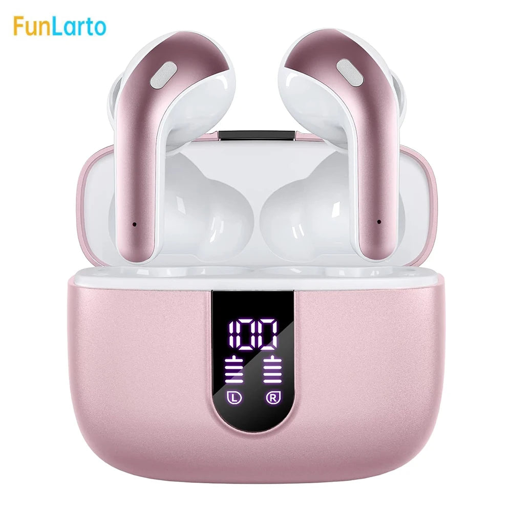 Wireless Earphones with Bluetooth 5.3, Quad-Mic Call Noise