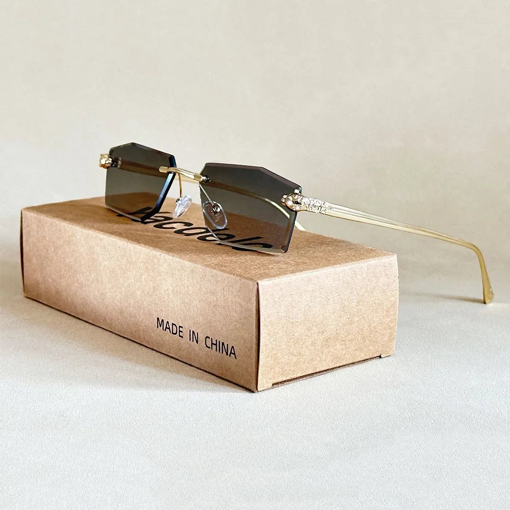 Rimless Sunglasses Women Designer Luxe Femme Sunglasses