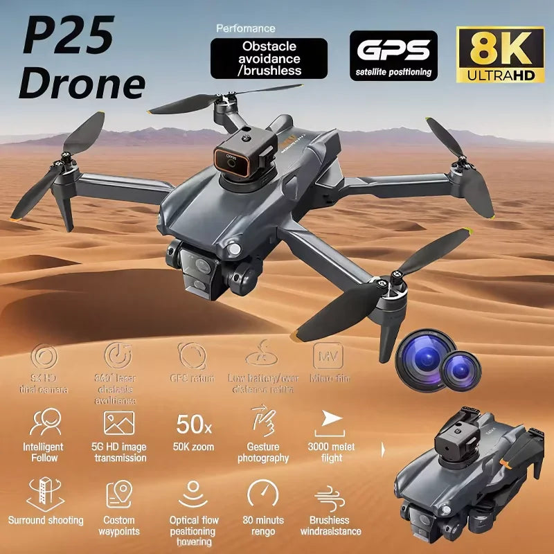 P25 Drone 8K Professional HD Dual Camera Brushless