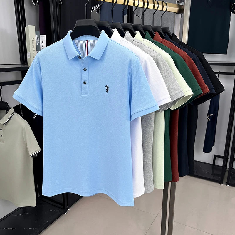 100% pure cotton short sleeved men's polo shirt summer
