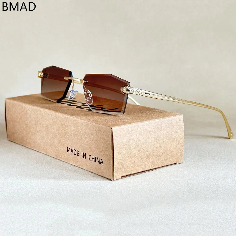 Rimless Sunglasses Women Designer Luxe Femme Sunglasses