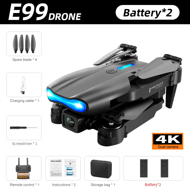 E99 PRO Drone with Flash Professional 4K Dual Camera WIFI
