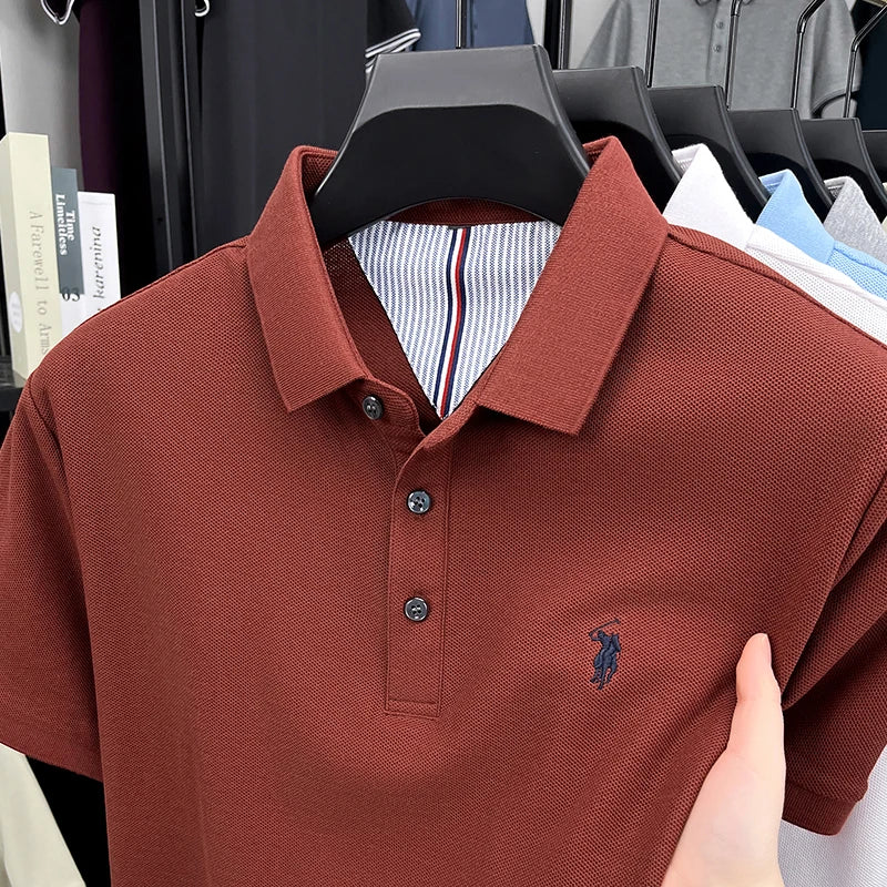 100% pure cotton short sleeved men's polo shirt summer