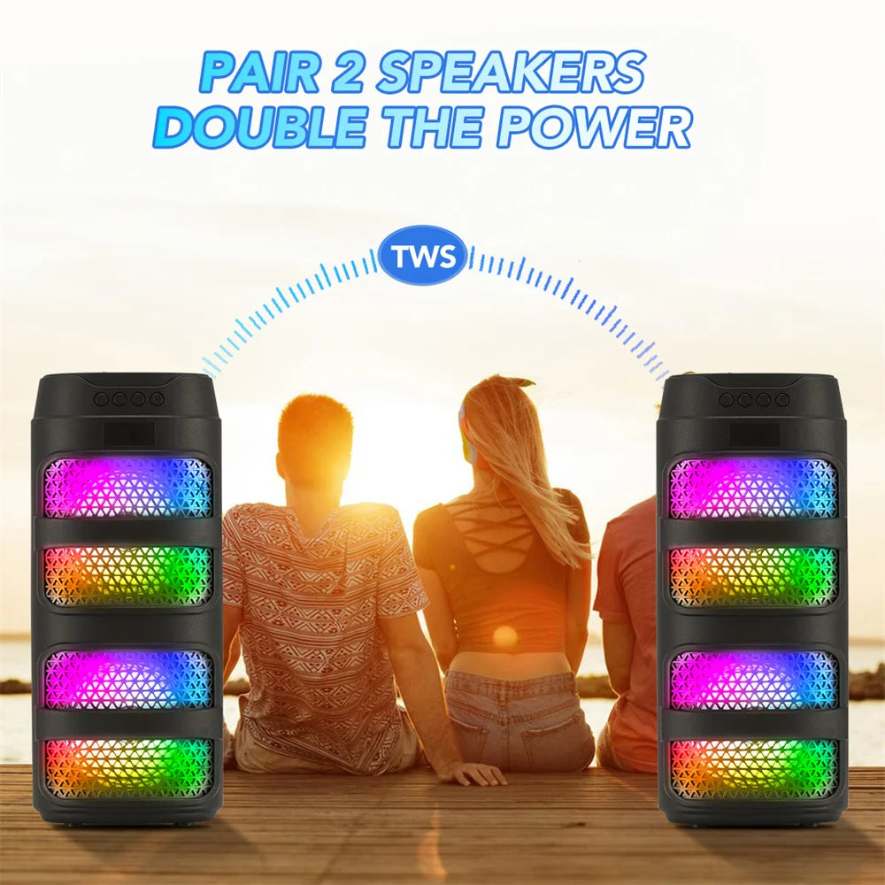 3000W Bluetooth Speaker Dual 4 inch Speaker Stereo Outdoor