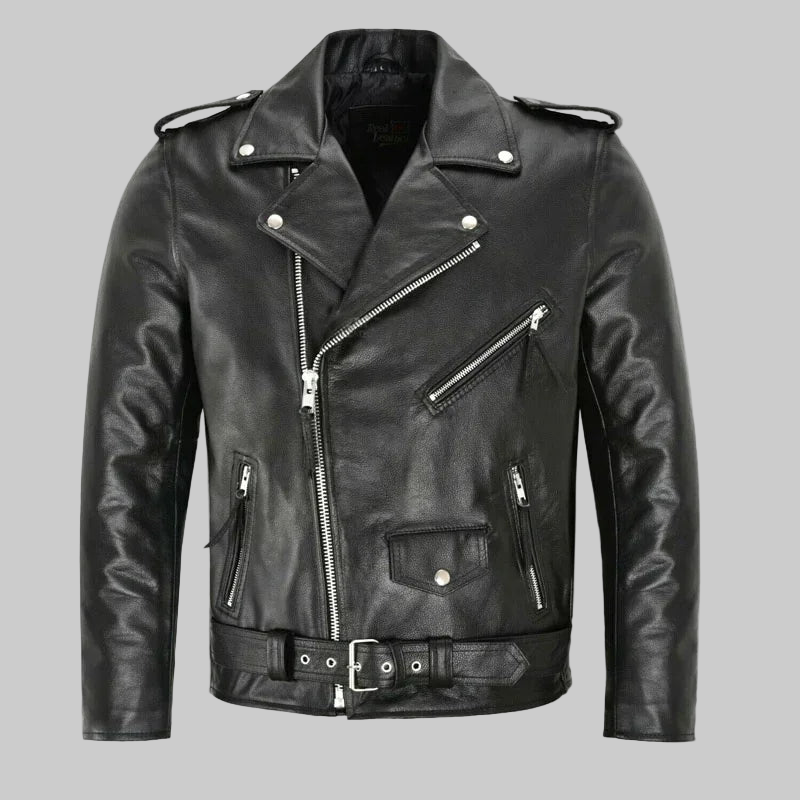 Men PU Leather Jacket Motorcycle Fashion Slim Fit Leather Coat