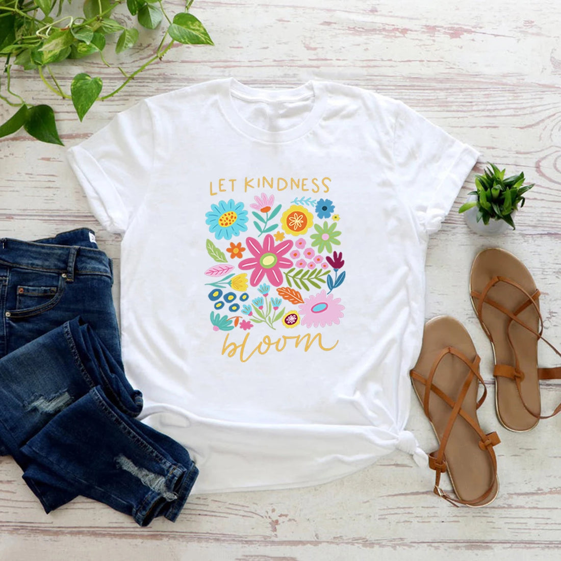 Let Kindness Bloom T-Shirt Be Cool Be Kind Retro Flower