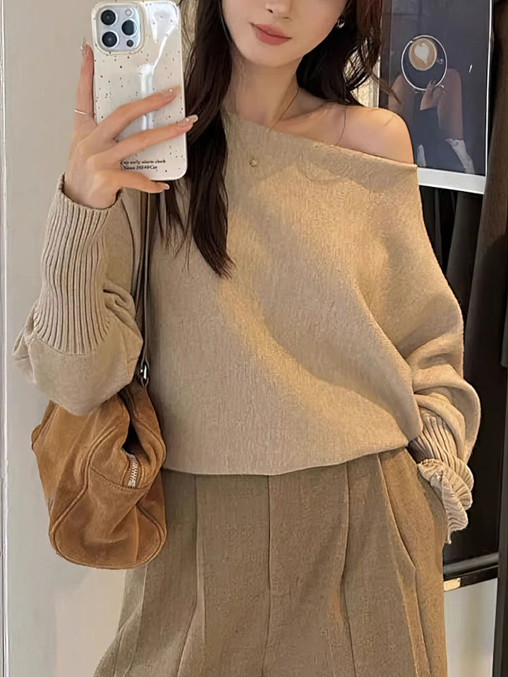 Batwing Long sleeve Knitted Pullover Women 300g Thick