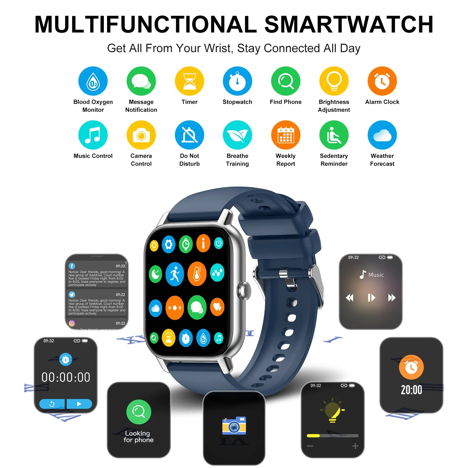 Smart Watch, 1.85" Smartwatch for  IP68 Waterproof