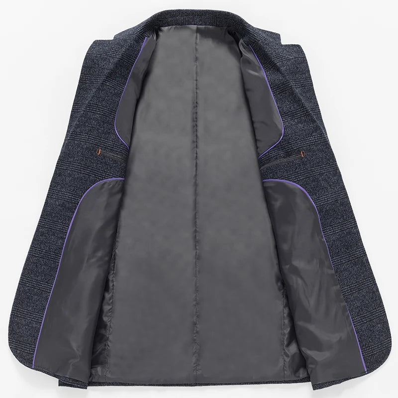 Men's Retro Plaid Suit 2025 High Quality Spring Autumn