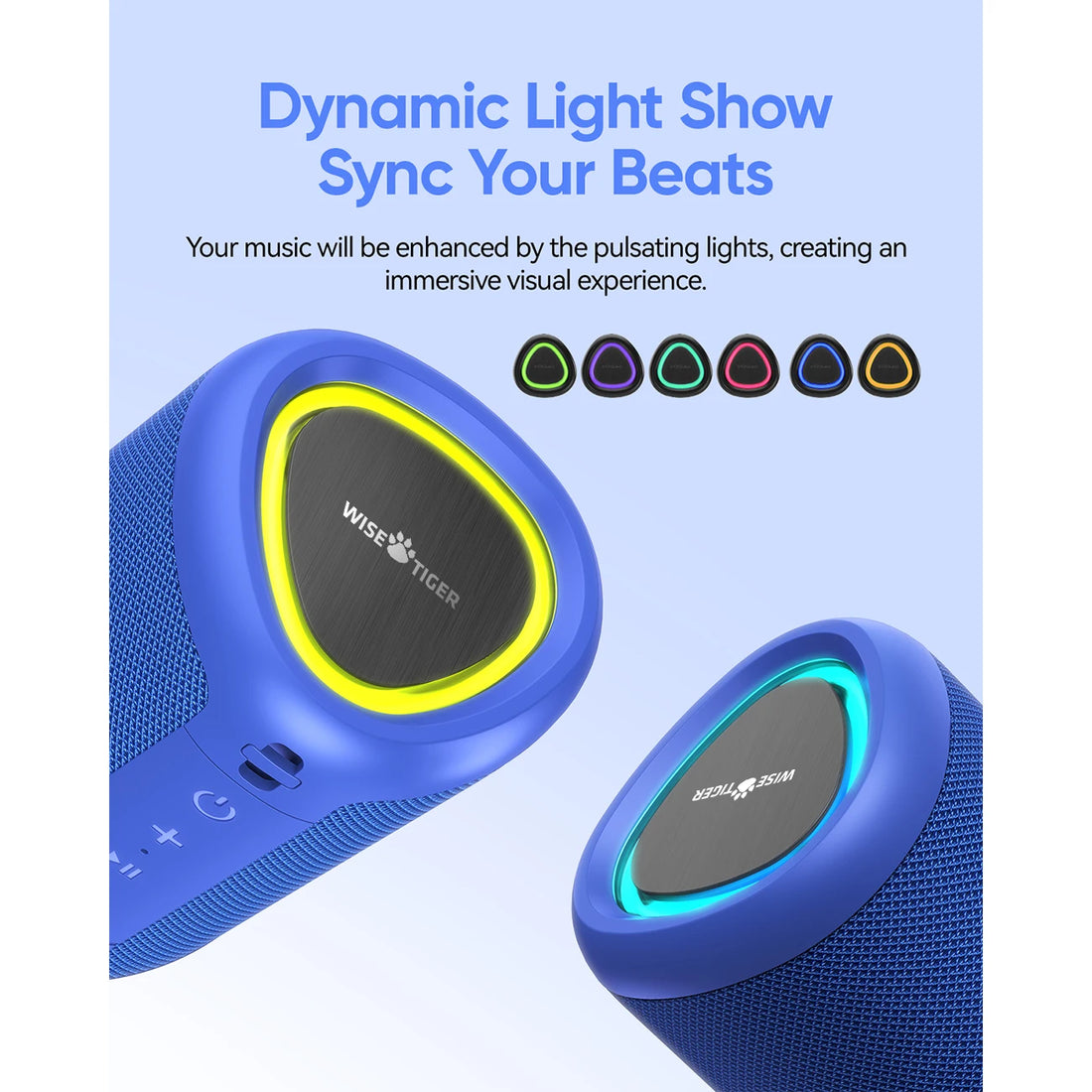 WISETIGER A46 Blue Wireless Stereo Connectivity 2 Bluetooth